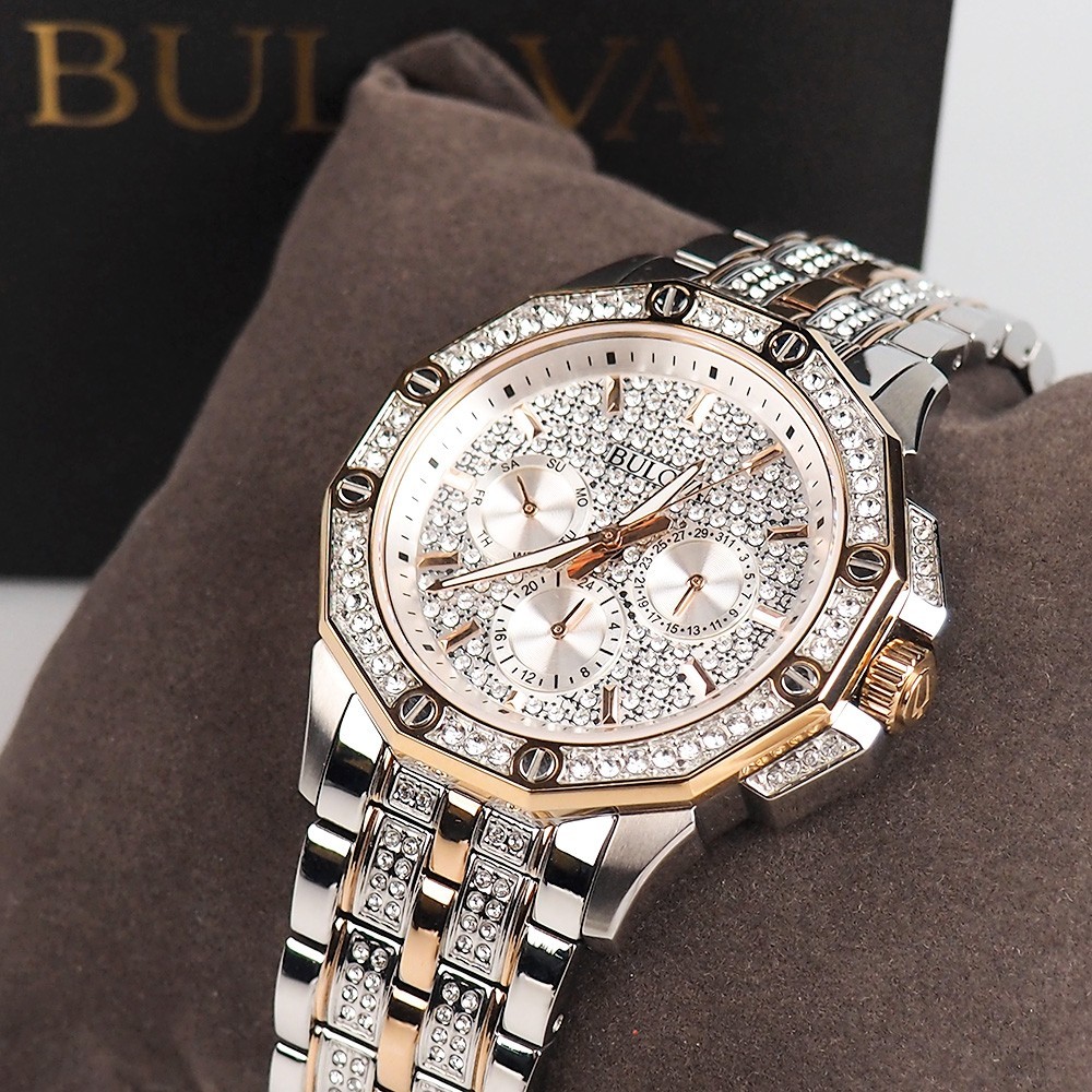 Bulova Octava Crystal 98C133 Two Tone Silver & Rose Gold Men’s Quartz Watch
