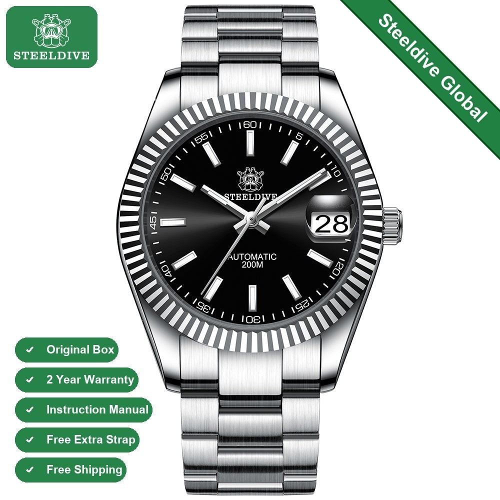 STEELDIVE SD1933 Mens 39mm 200M Automatic Dive Watch NH35 Steel