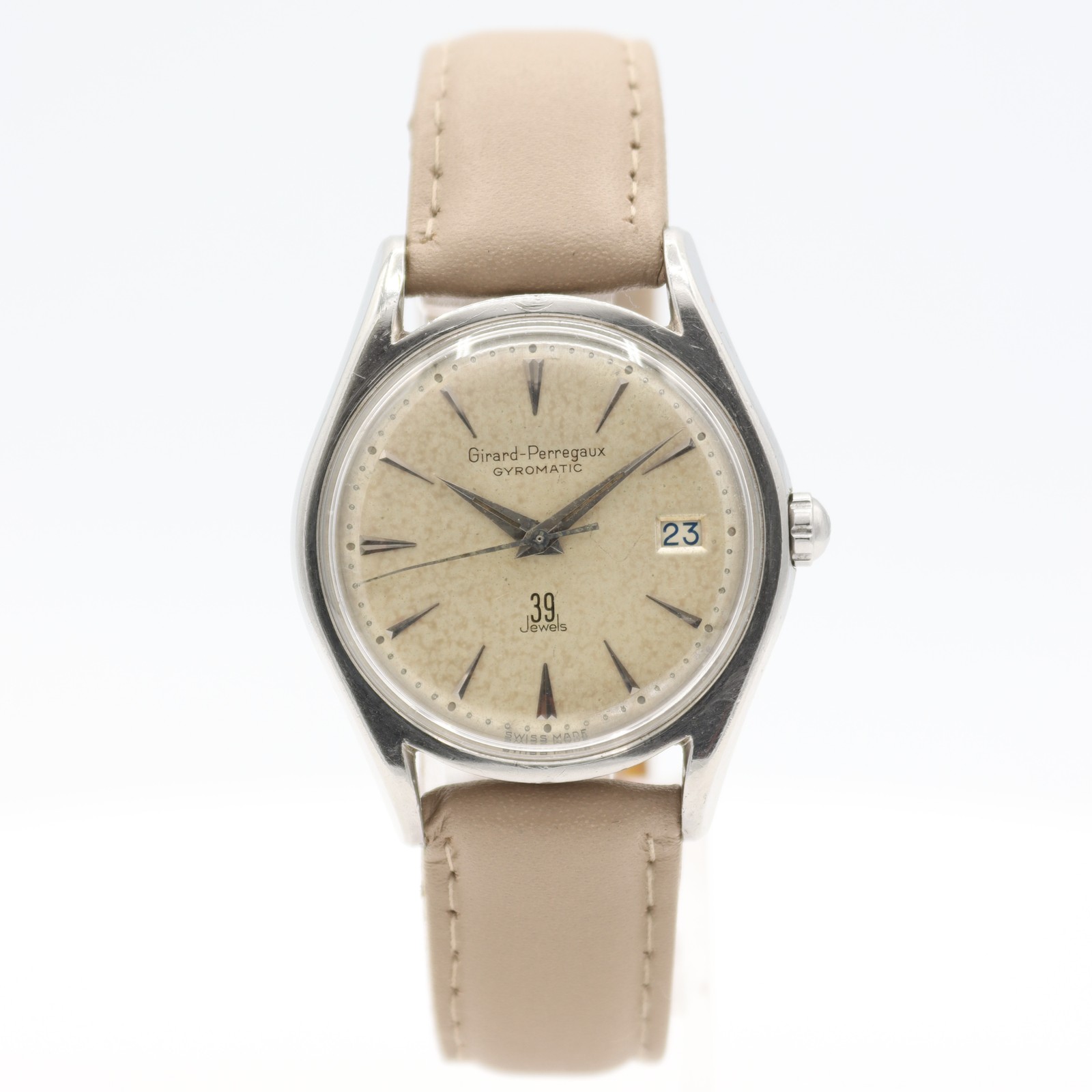 Vintage 33mm Girard-Perregaux 2209120 Gyromatic Automatic Swiss Stainless Steel