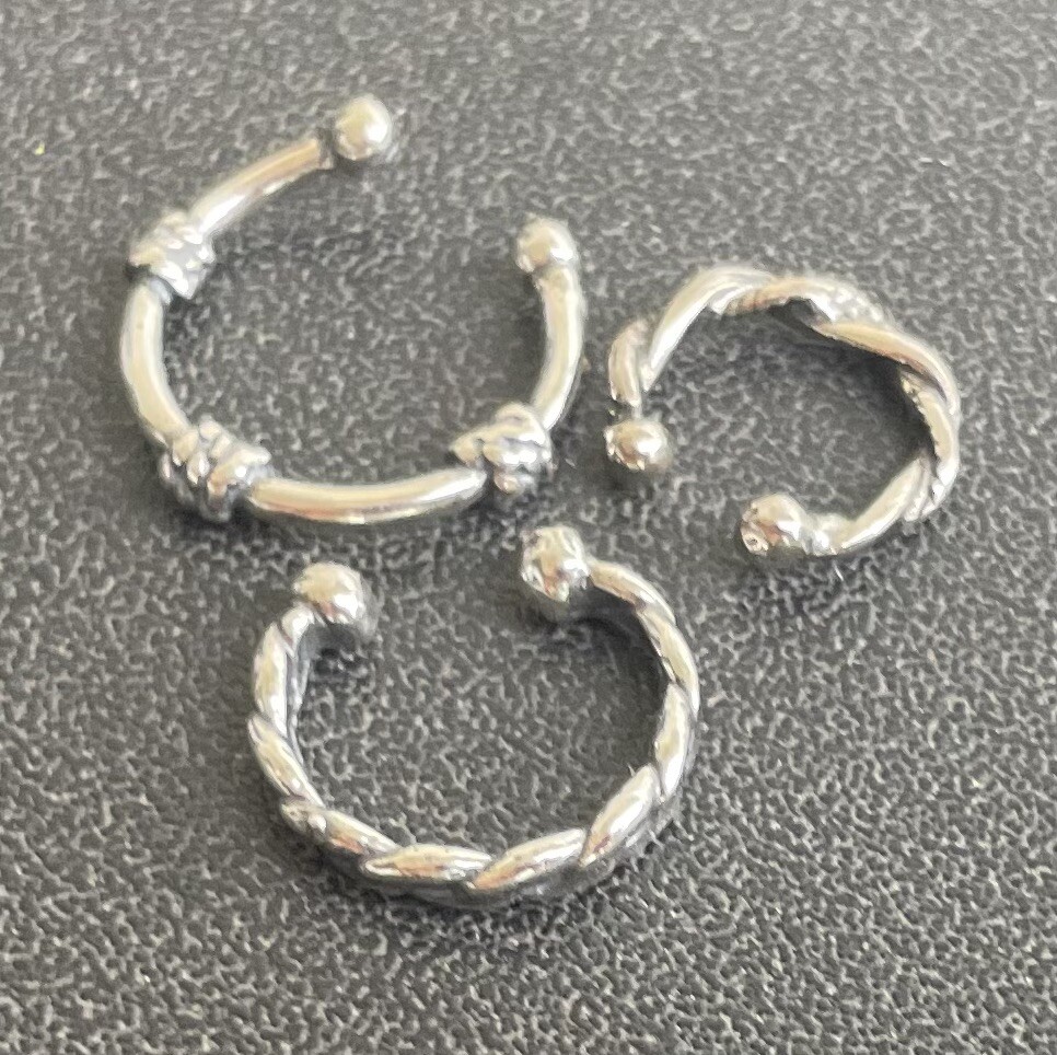 3 Ear Cuffs As Pictured Genuine .925 Sterling Silver Ear Clip Lot + Gift Box