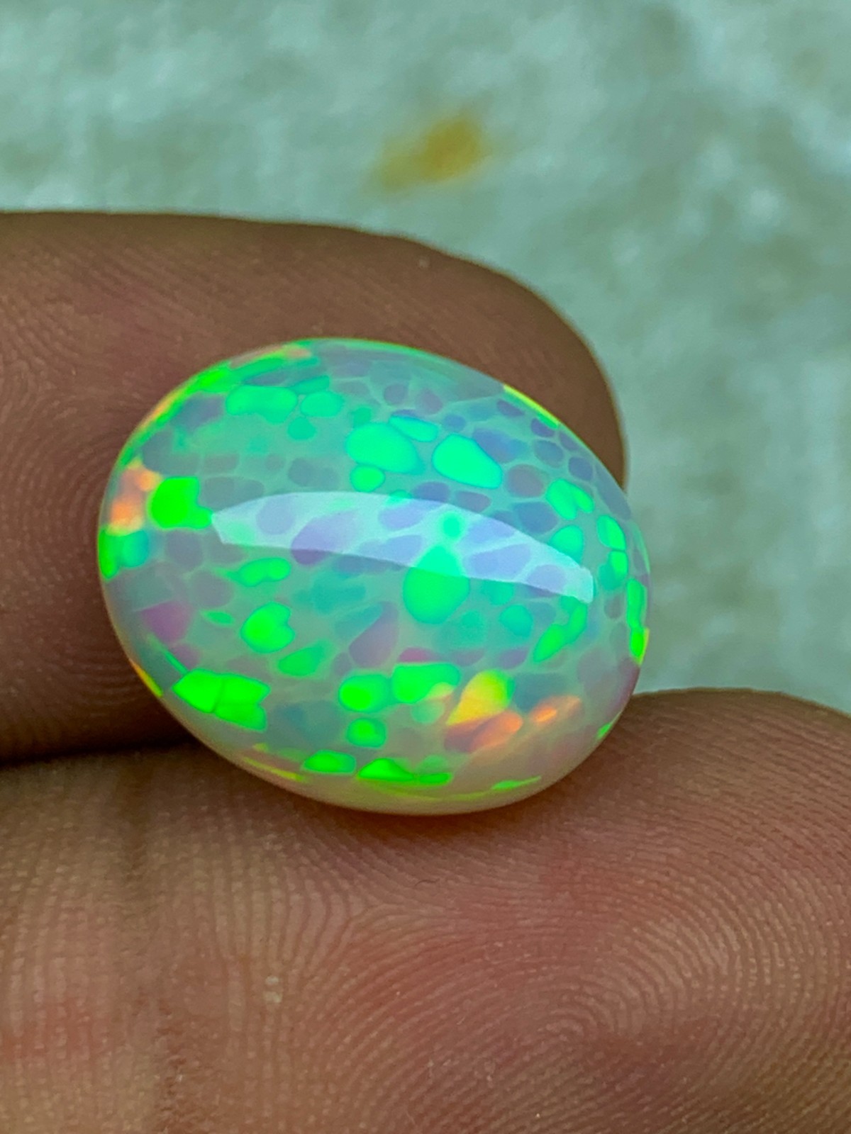 Natural Ethiopian Welo Opal 9.4ct Oval Cabochon Honeycomb Pattern Loose Gemstone