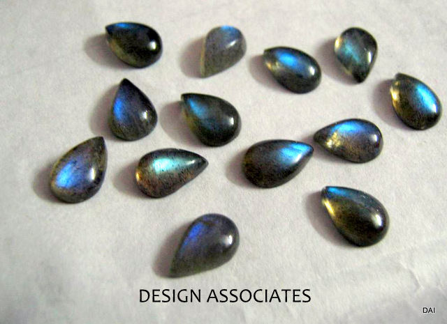 7X5 MM PEAR CABOCHON CUT LABRADORITE RAINBOW EFFECT 4 PC SET