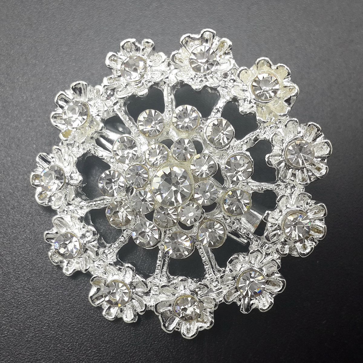 Lot 24 pc Mixed Alloy Sliver Rhinestone Crystal Brooch DIY Wedding Bouquet