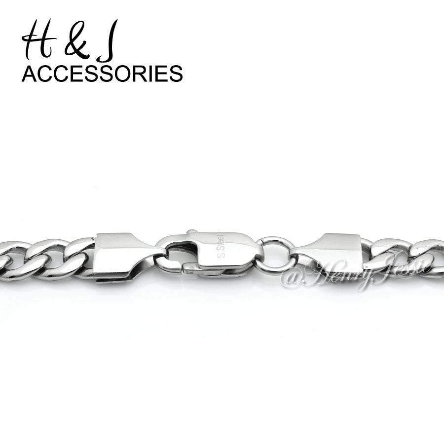 24″MEN Stainless Steel 7mm Silver Cuban Curb Chain Anchor JESUS Cross Pendant*58