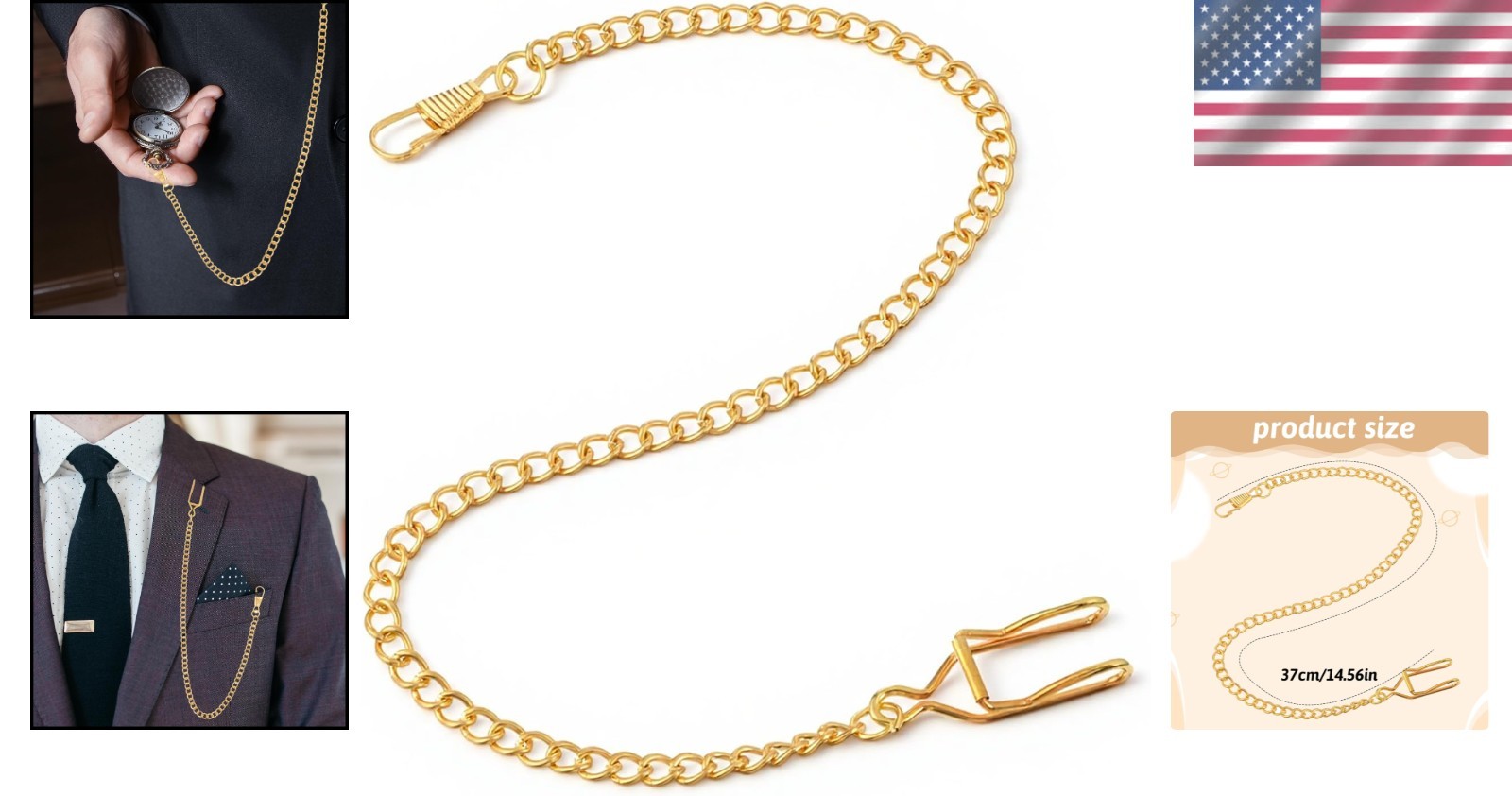 Versatile Gold Alloy Pocket Watch Chain – Stylish Accessory for Every Occasion