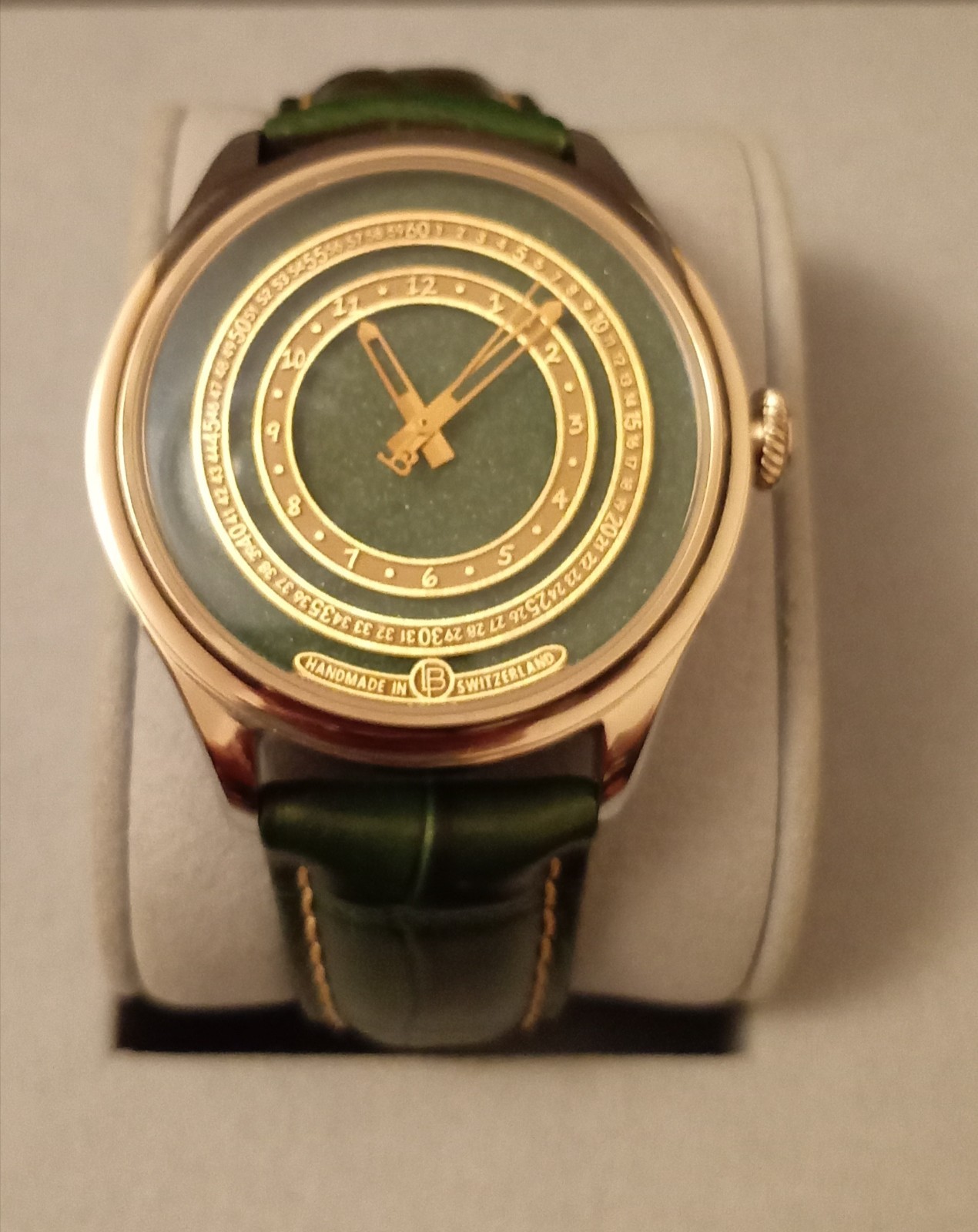 Louis Berset LB 0059 Manual Mechanical Green Dial 42mm Exhibition Caseback Box