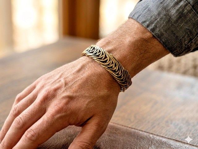 Handcrafted vintage-style dark brass bend Cuff 7 in x 1 in