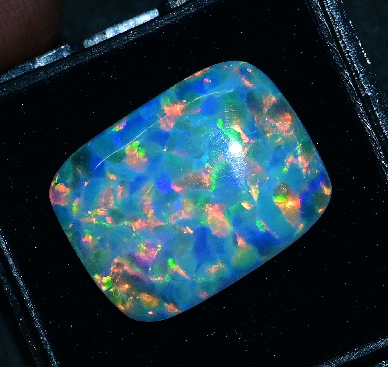 6.65 Ct Natural Play of Color Ethiopian Fire Opal Cabochon Certified Gemstone