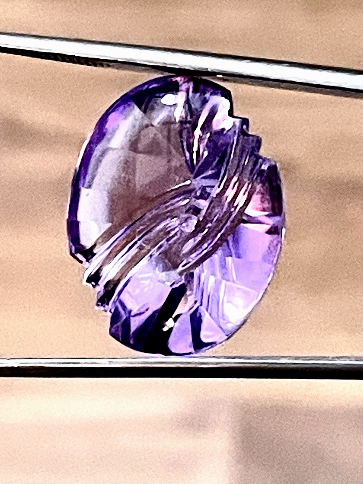 Beautiful Rose de France Quartz Gemstone,Special Laser Cut,11.75cts,19.5X15.2 mm