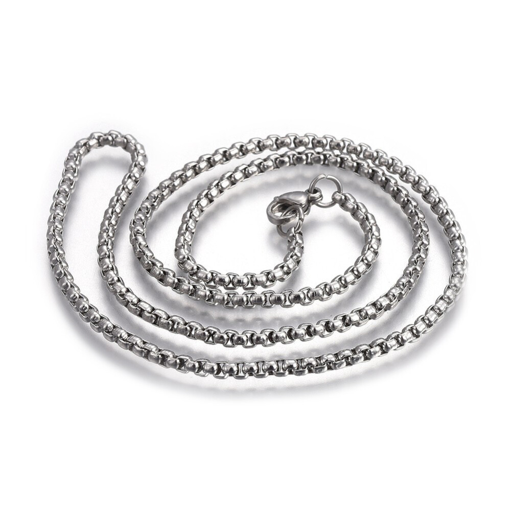 Stainless Steel Box Chain Necklaces Lobster Silver 17.7″ 23″ 30″ 2.5mm 5MM Z568