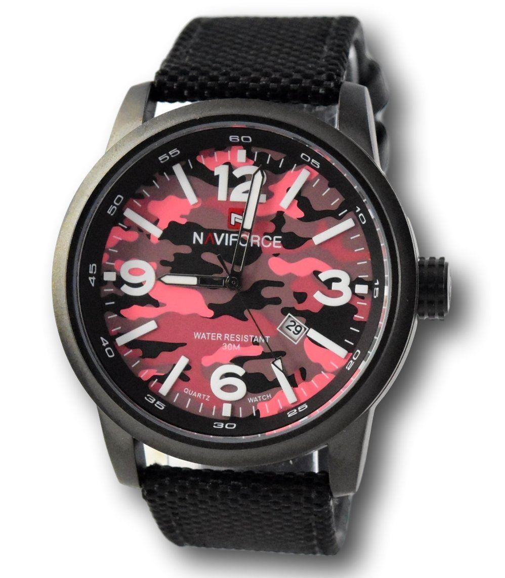 NaviForce Camo Military Red Camouflage Nylon Leather Watch NF9080 USA Seller