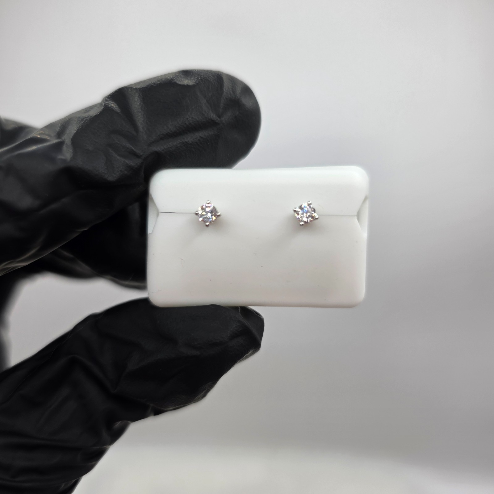 Moissanite Stud Earrings 925 Sterling Silver – Sparkling Round Cut – .25ct