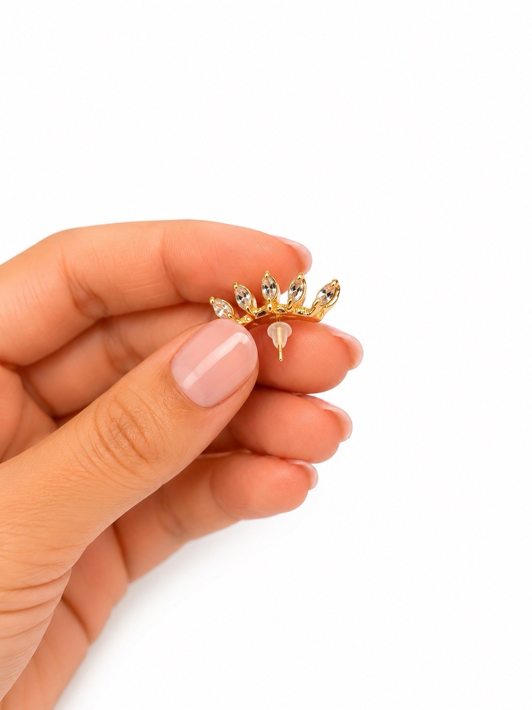 3 Pairs Gold Tone Stud Earrings Set Pearl Crown Rhinestone Gift Box Included