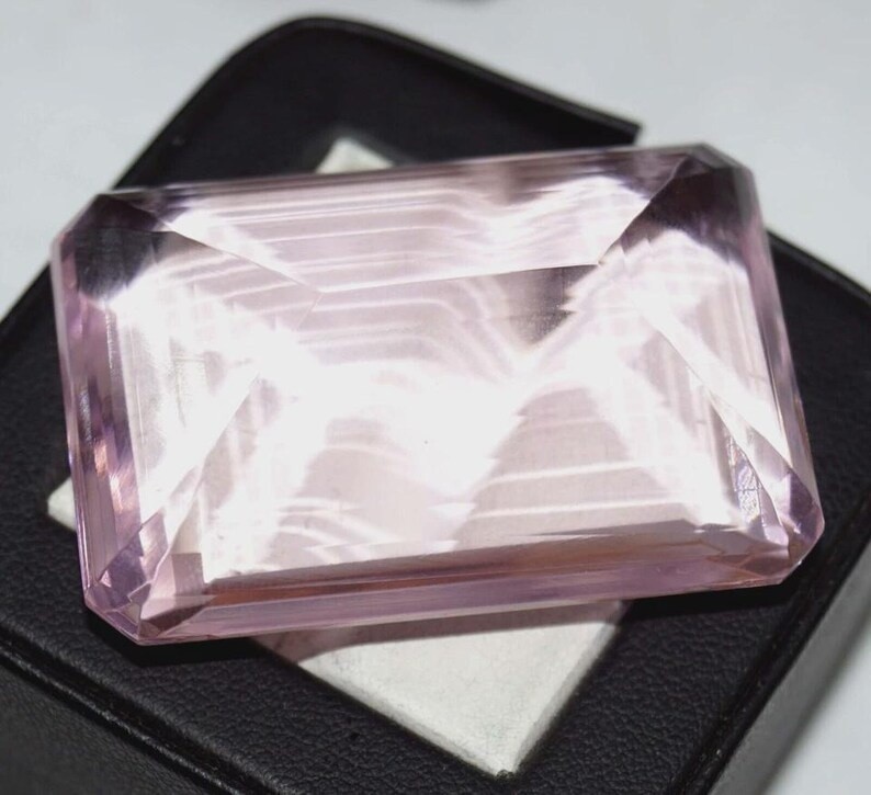 98.65 Ct Natural Pink Topaz Emerald Cut Jewelry Making Loose Gemstone