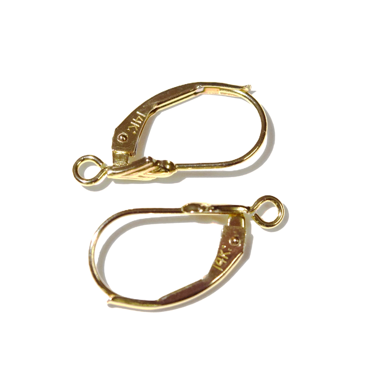 SOLID 14K Yellow Gold Fleur De Lis Leverback Earring Findings 2Pcs/1Pair USA