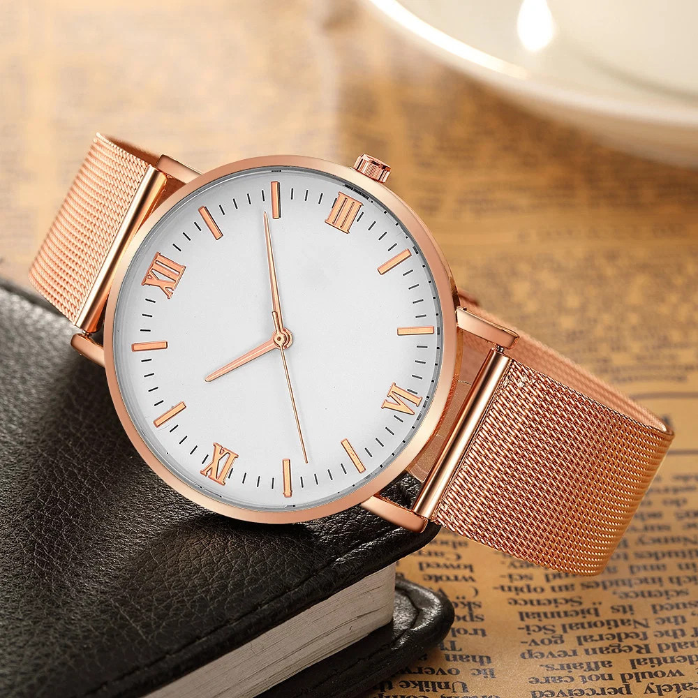 Mens Casual Quartz Watch 40mm Dial 8mm Case Stainless Buckle Water Resistant 10m