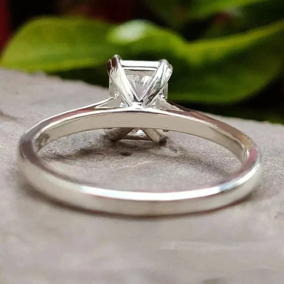 4 CT NATURAL DIAMOND RING IGI CERTIFIED STERLING SILVER EMERALD CUT 020
