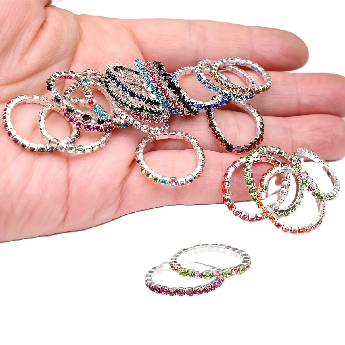 Silver Or Gold Plated 1 Row Stretch Crystal ToeRing Available In VariousColours