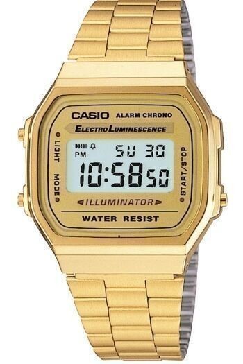 USA MEN’S GOLD TONE STAINLESS STEEL DIGITAL WATCH A168WG CASIO-New