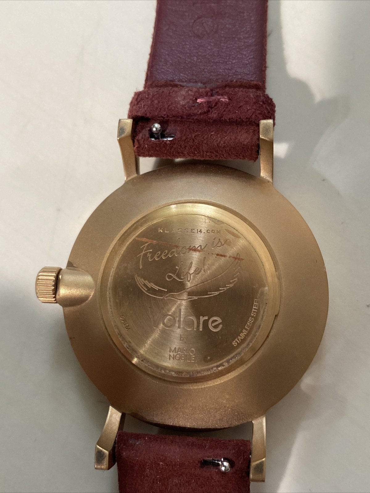 Ladies KLASSE14 Volare By Mario Nobile Watch, Rose Gold Tone Burgundy