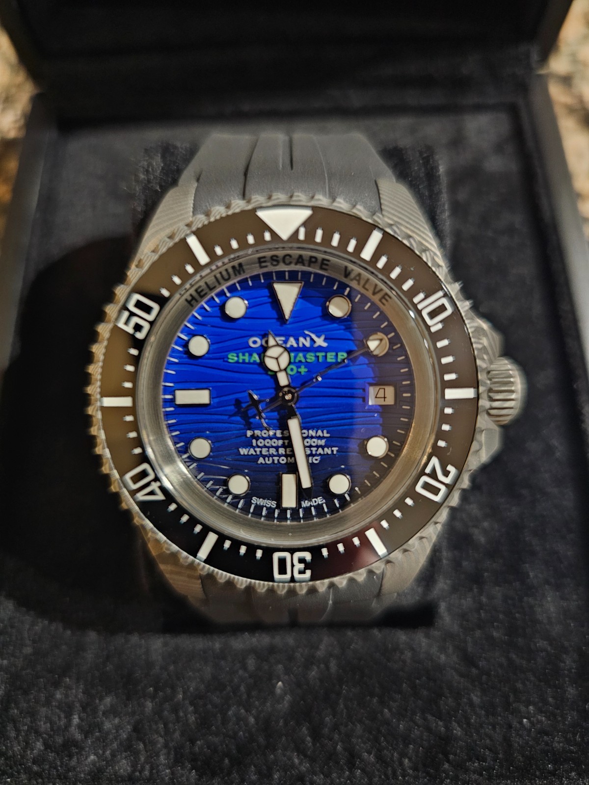 OceanX Sharkmaster 300 Damascus Steel SMS324 Limited Edition 44mm Watch SW200