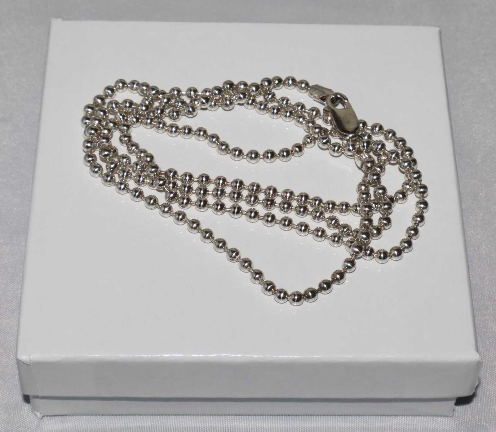 Vintage Sterling Silver 30″ “Italy” 3mm Bead Ball Necklace 21 grams