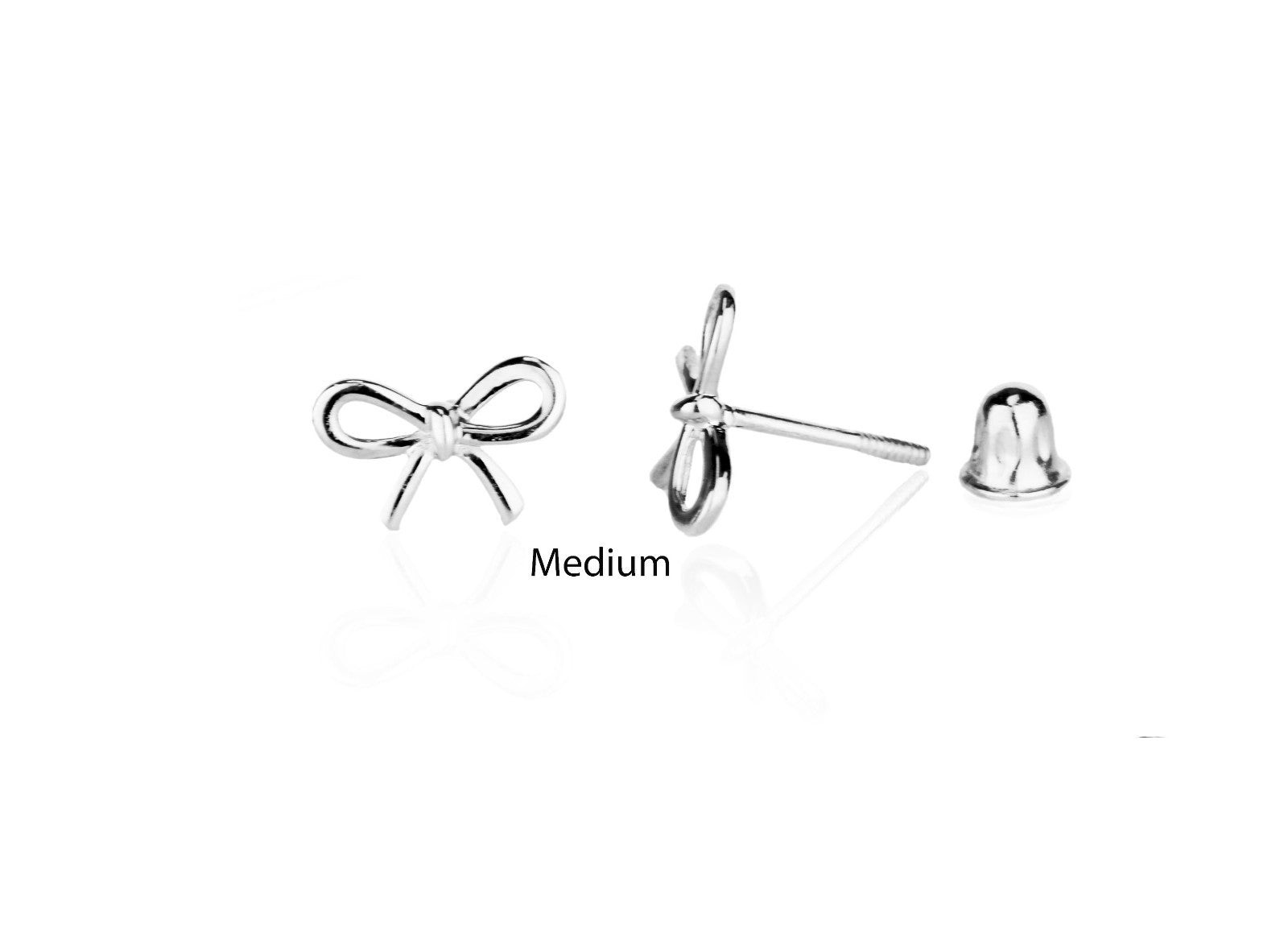 14K Yellow / White / Rose Gold Bow Tie Stud Earrings