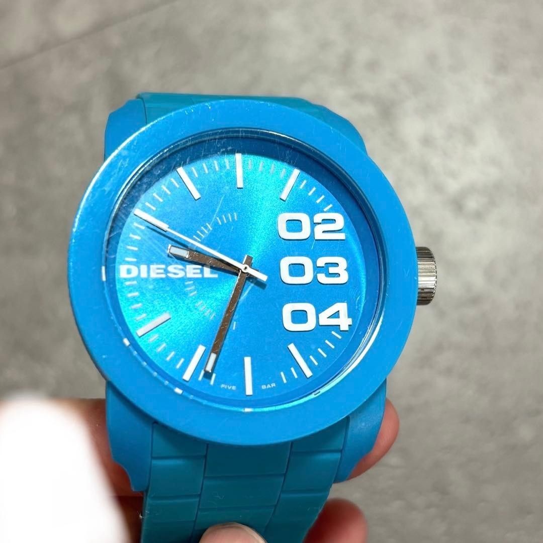 Diesel DZ1571 44mm Mens Watch Blue Silicone Band Quartz Analog 5 Bar Purchased U