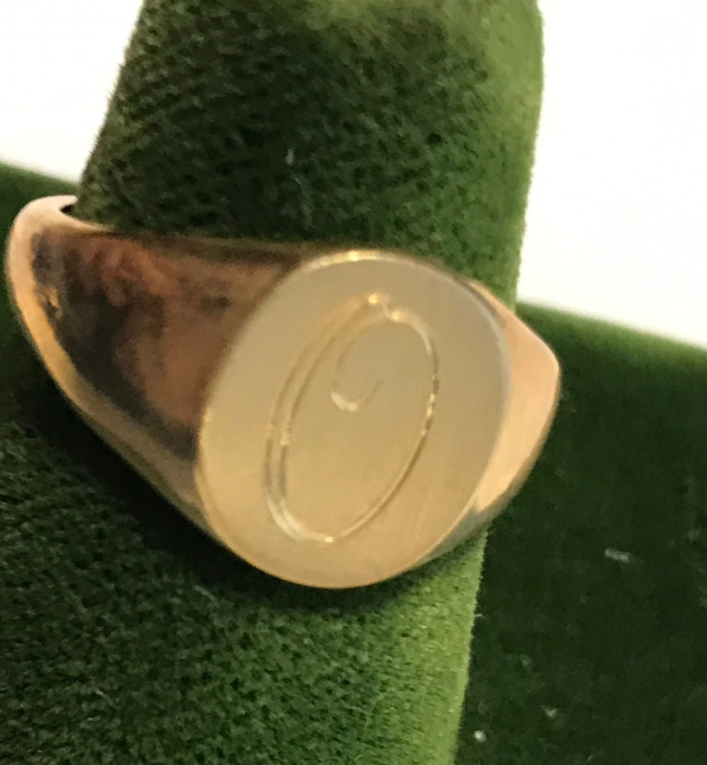 Vintage 10KT Gold Filled Stamped & Engraved Monogram “O” Ring Size 5 VARGAS