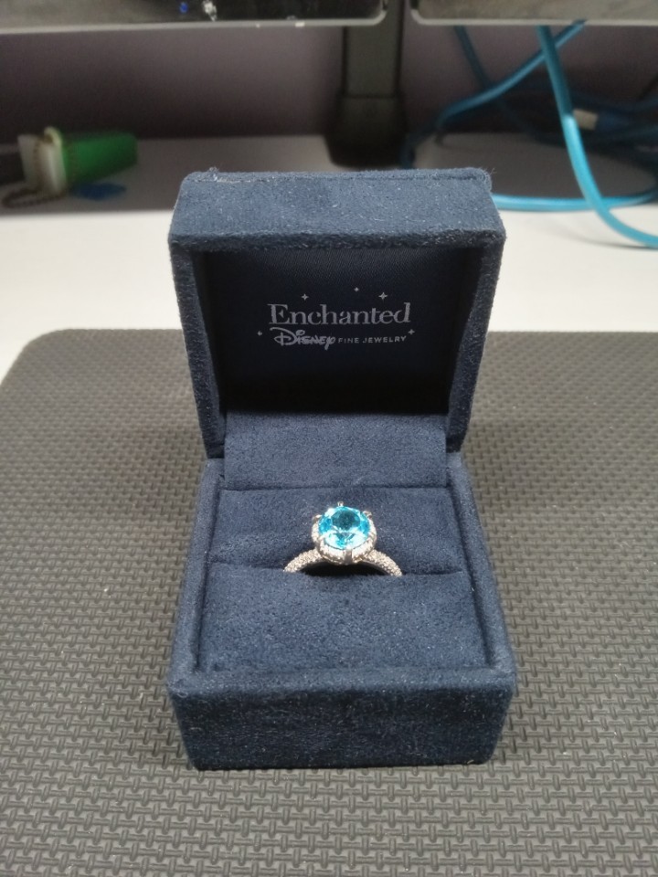 Zales Enchanted Disney Aladsin 10mm Swiss Blue Topaz 1/3 CT Diamond 10k And 925