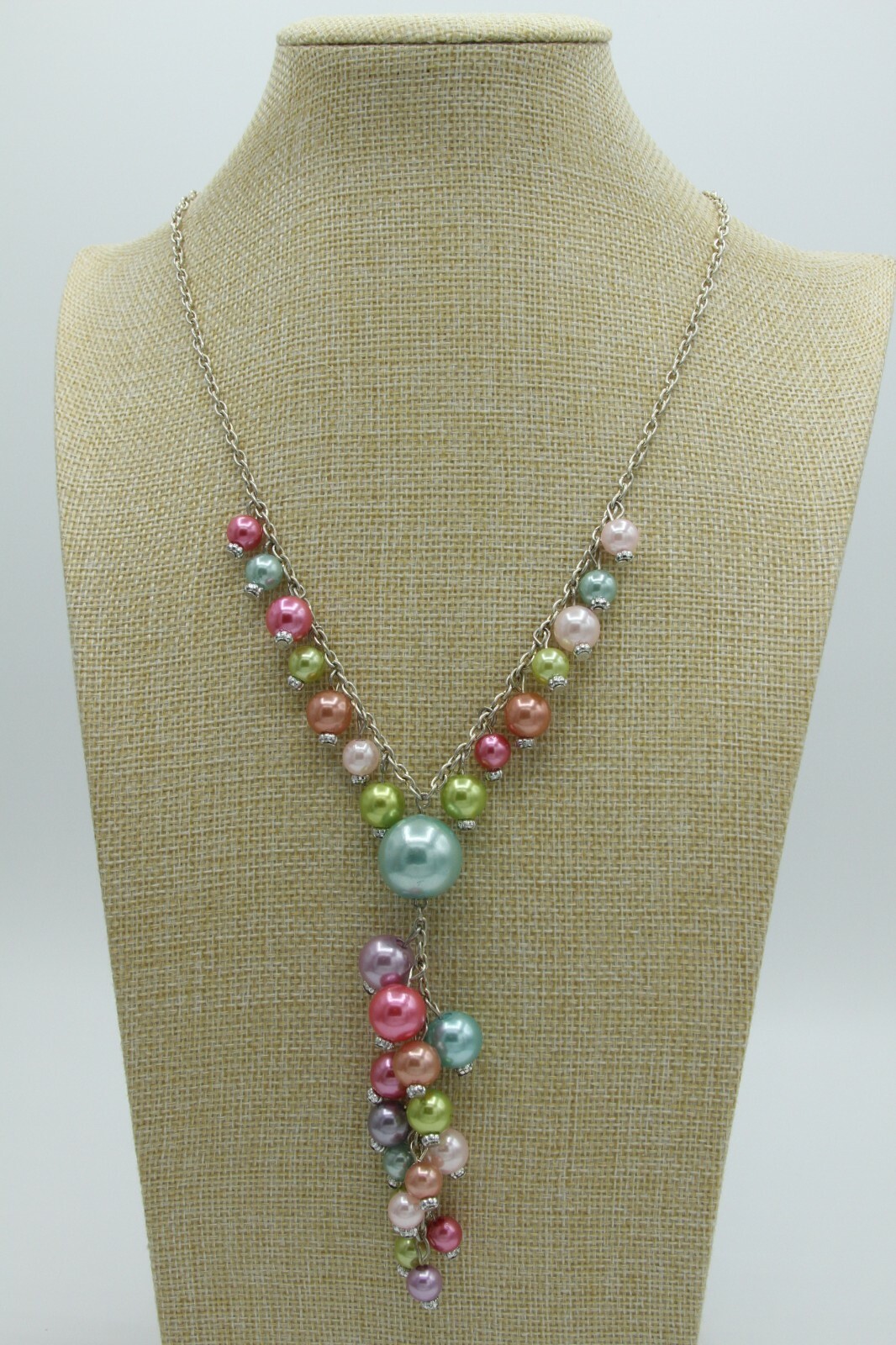 Mermaid Iridescent Pearl Necklace 26″ Gold Purple Blue Sparkle Core Aesthetic