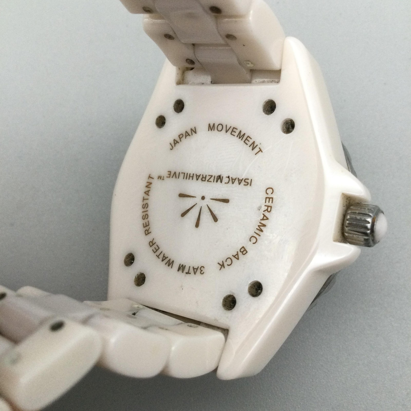 Isaac Mizrahi Live Womens Watch 34mm MOP Dial Ceramic Bracelet New Battery 6.5″