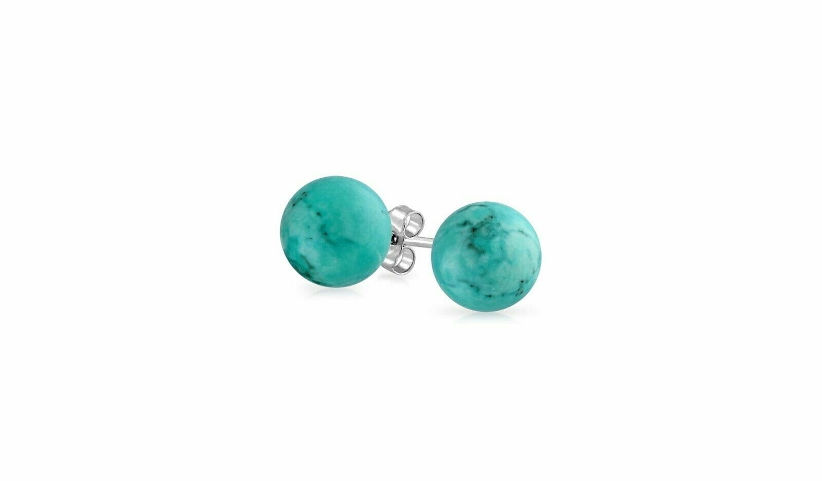 925 Solid Sterling Silver Simple & Elegant 6mm Turquoise Ball Stud Earrings