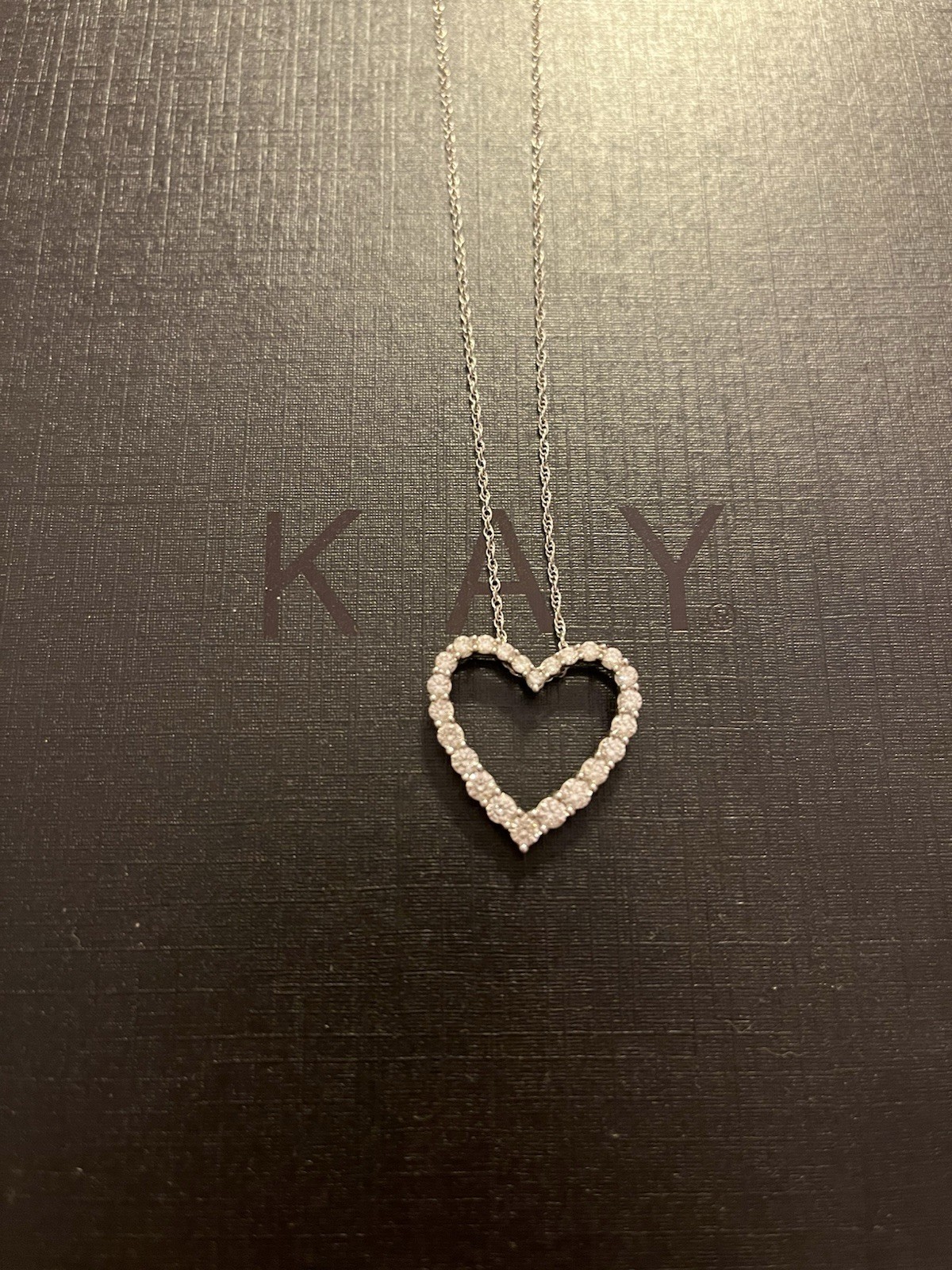 Kay Jewelers Silver Diamond Heart Charm Pendant Necklace