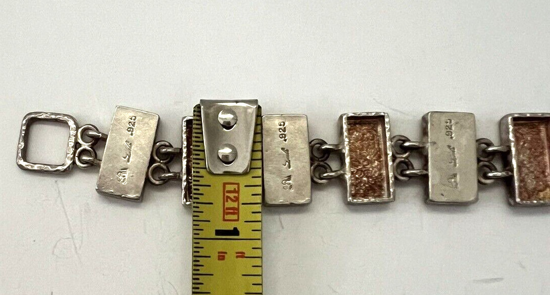 Roman Period Glass Fragments 200 B.C Set in 925 Silver Bracelet Vintage 2001