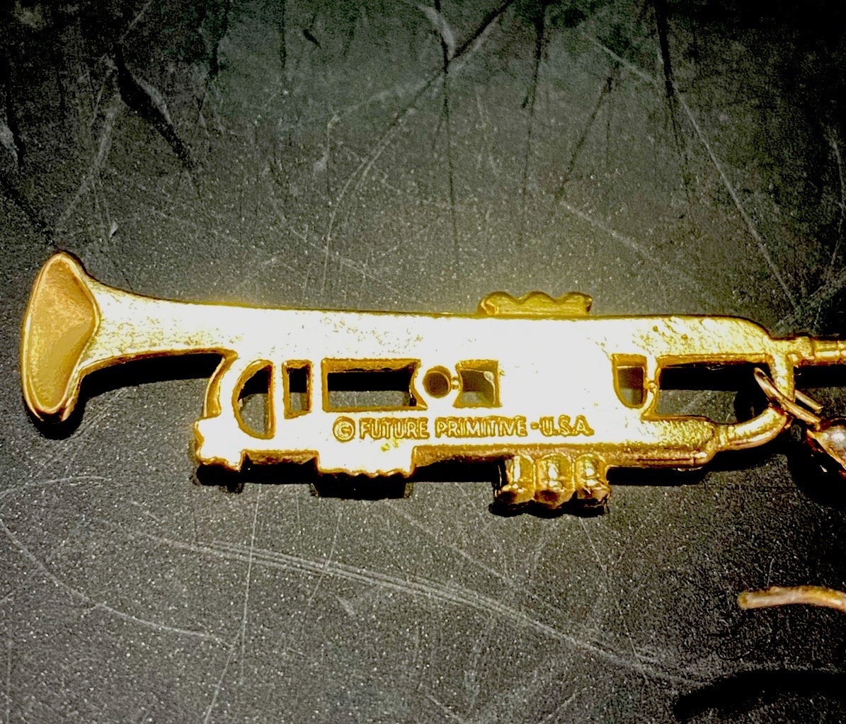 Vintage Trumpet Dangle Earrings Goldtone 2 “, Future Primitive USA Music Lover