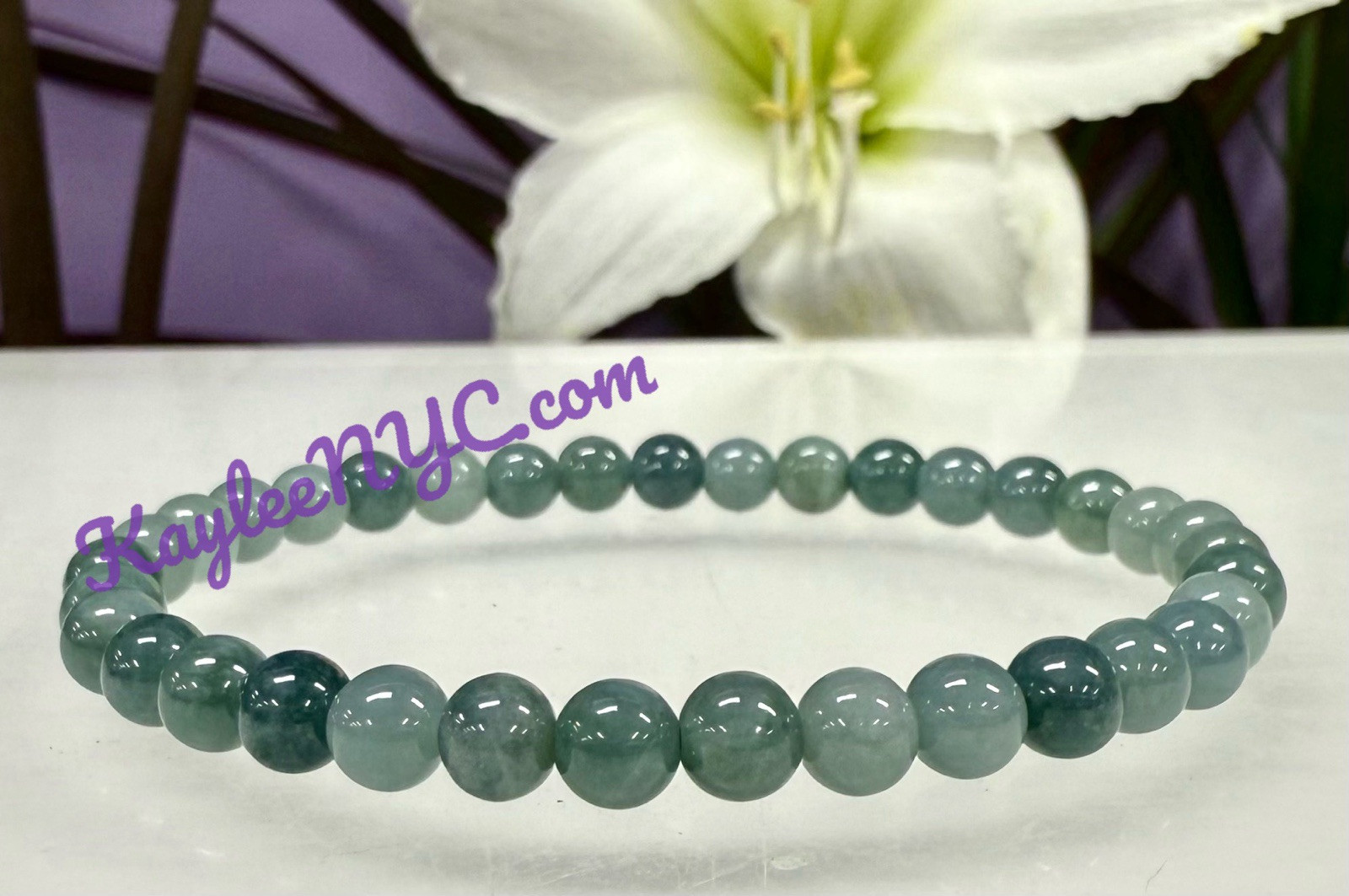 Wholesale Lot 6 Pcs Jade 5.5mm 7.5” Crystal Healing Stretch Bracelet