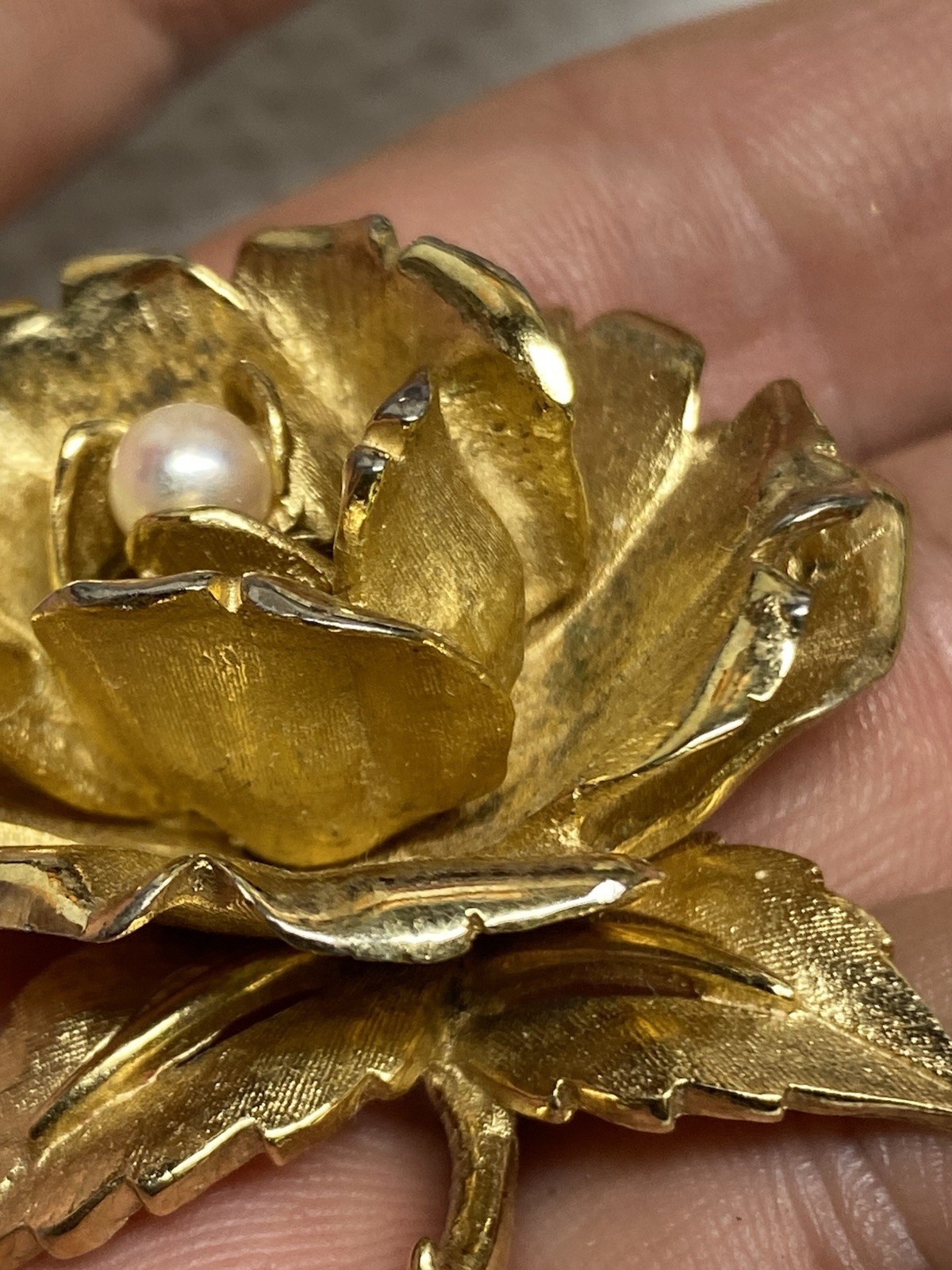 Boucher Faux Pearl Rose Brooch Signed/ Numbered Vintage
