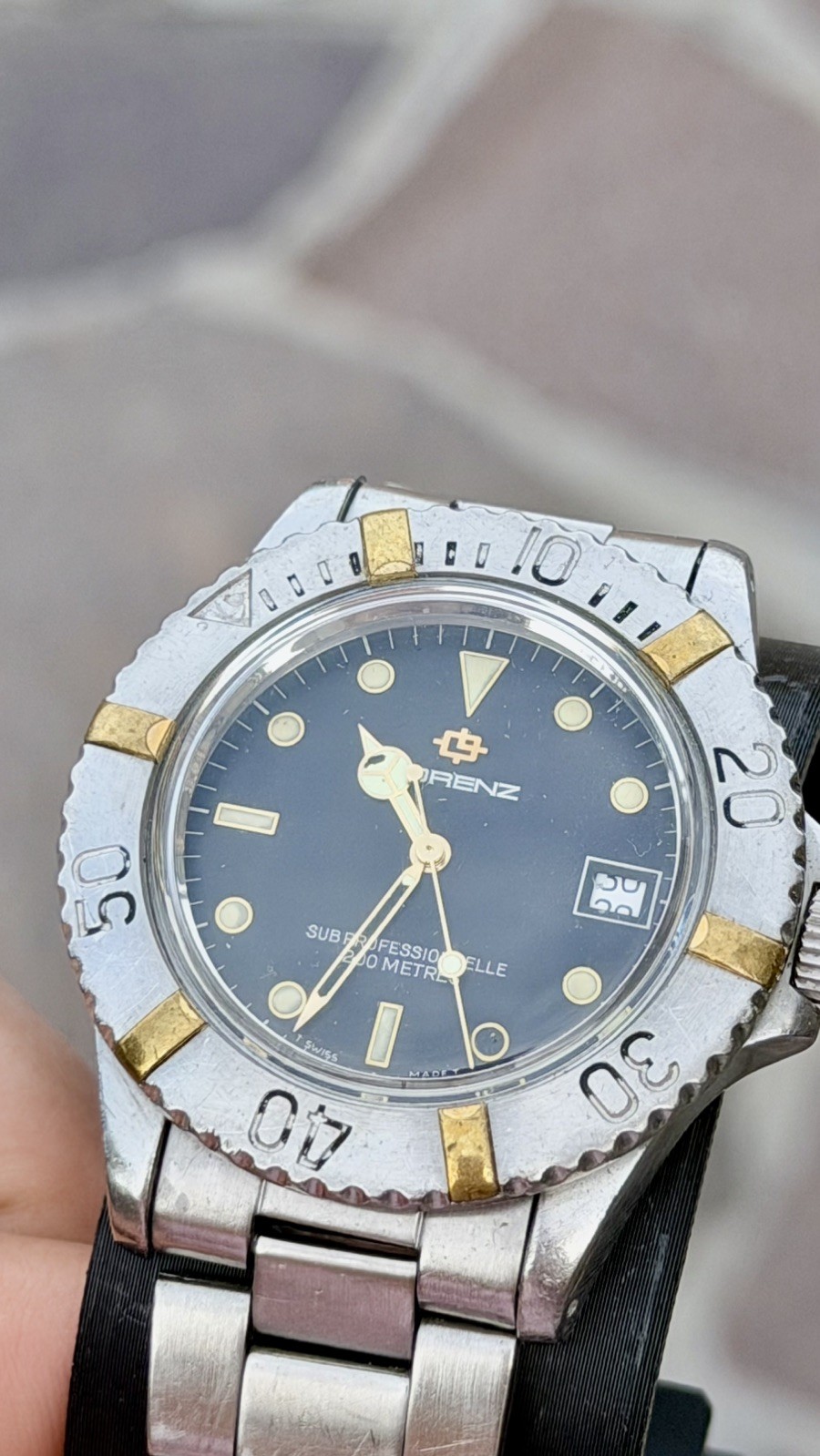Lorenz 12286 Sub Professional Diver 200M Quartz ETA Steel 40mm