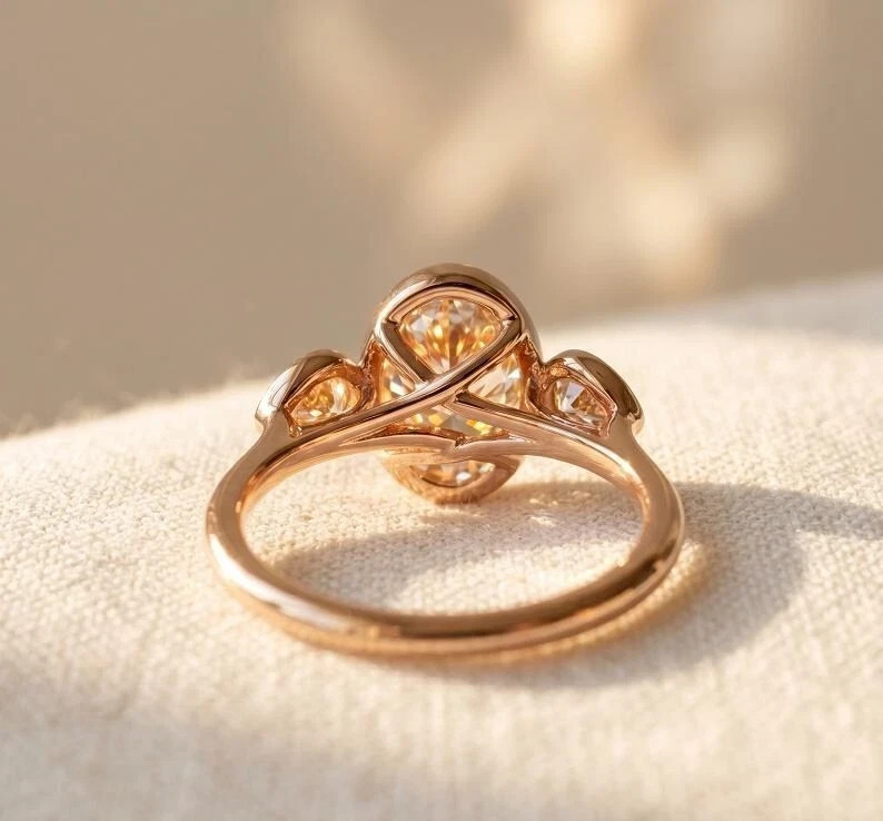 2.5CT Oval Cut CZ Three Stone Bezel Engagement Ring 925 Sterling Silver Promise