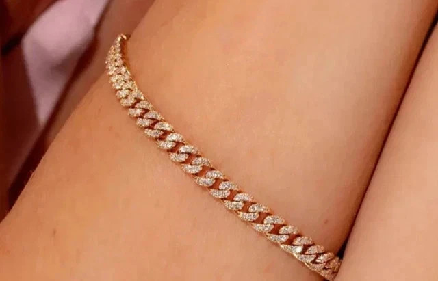 7.00 Ct Lab Created Diamond 4MM Cuban Bracelet 14K Rose Gold Plated