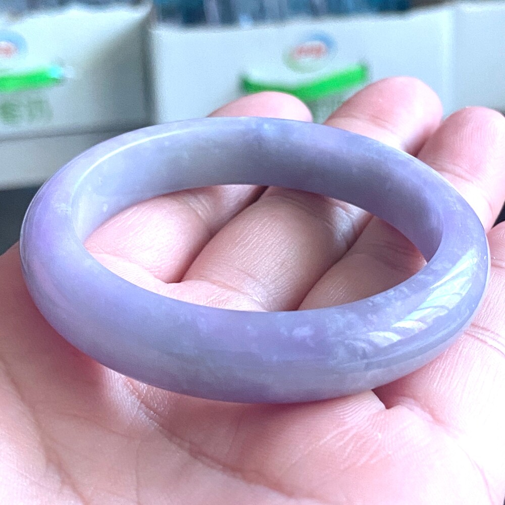 Certified Grade A Lavender 55-56mm Natural Burma Jade jadeite Bangle Bracelet