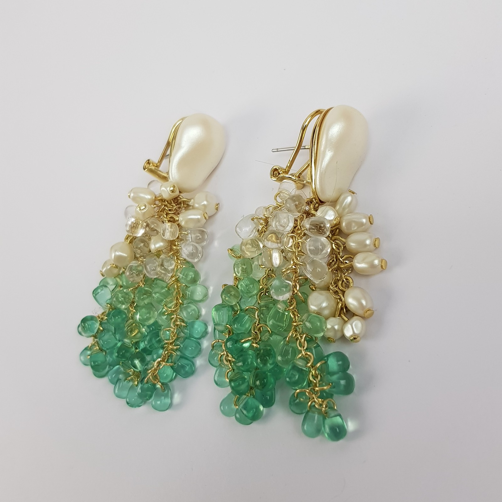 & Other Stories Waterfall Drop Earrings Sea Green Gradient Teardrop Beads