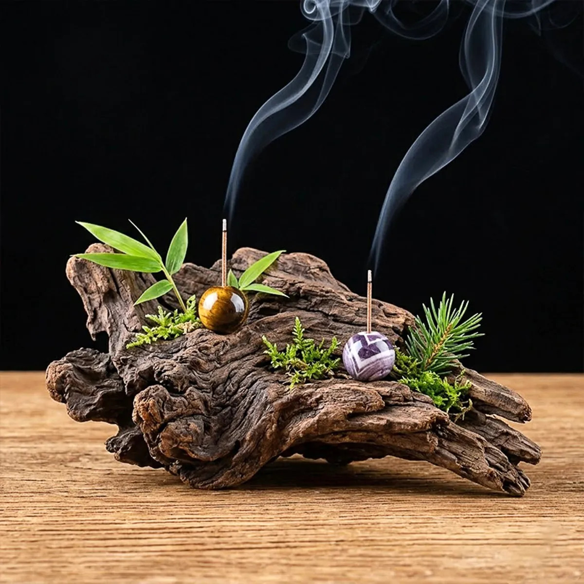 6PCS 25MM Stone Sphere Incense Holder Meditation Yoga Office Home Decor In Bag