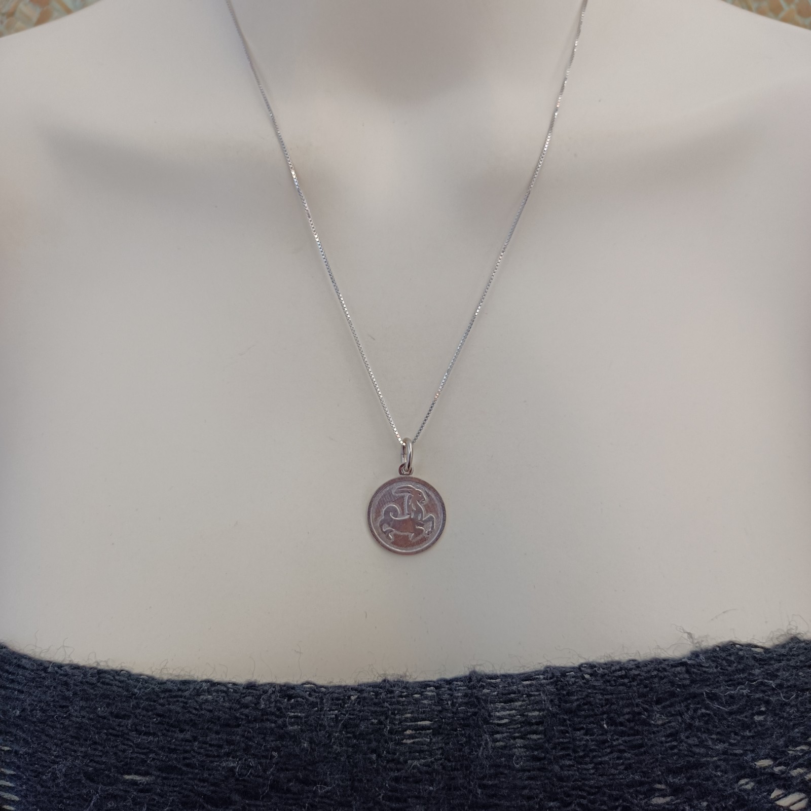 Capricorn Zodiac Vintage Necklace Sterling Silver Astrology Pendant Me’sn Women