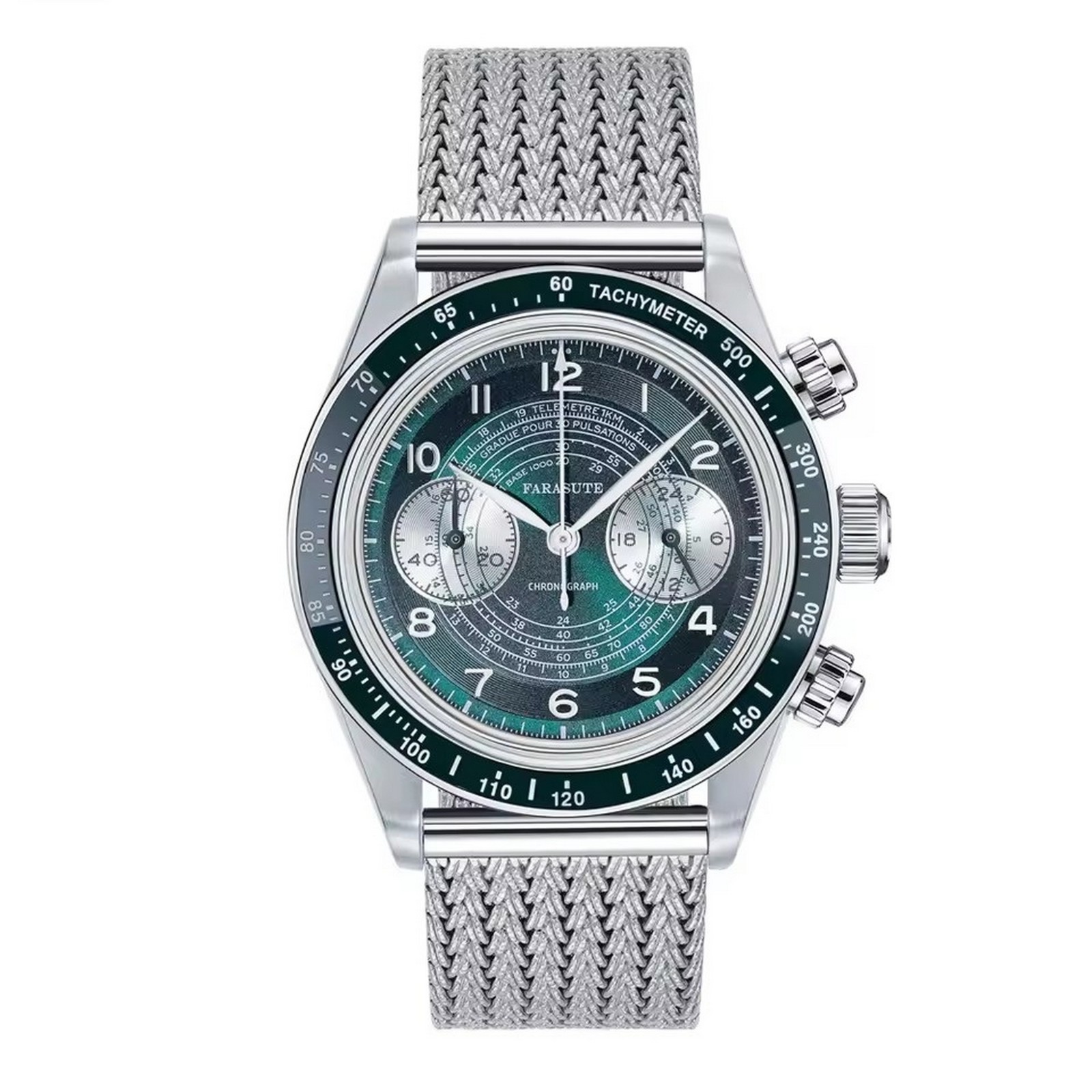 FARASUTE Men Chronograph Watch 39mm Quartz Wristwatch Sapphire VK64 Speed Dial