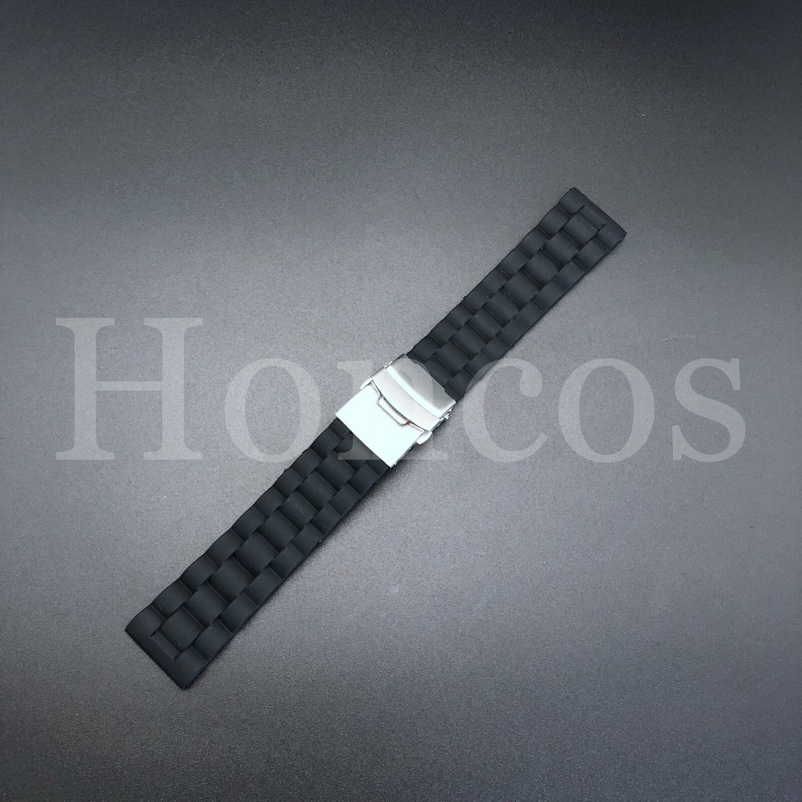 22MM BLACK SOFT SPORT SILICONE REPLACEMENT WATCH BAND Divers Style US SELLER