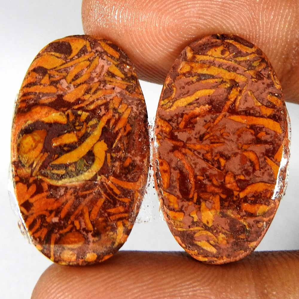 26.35Cts100%Natural Quality Mariam Jasper Oval Pair Cabochon Gemstone