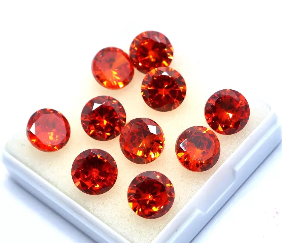 Natural Orange Zircon 50 Pcs Round Cut 6 mm Cambodian Certified Gemstone Lot