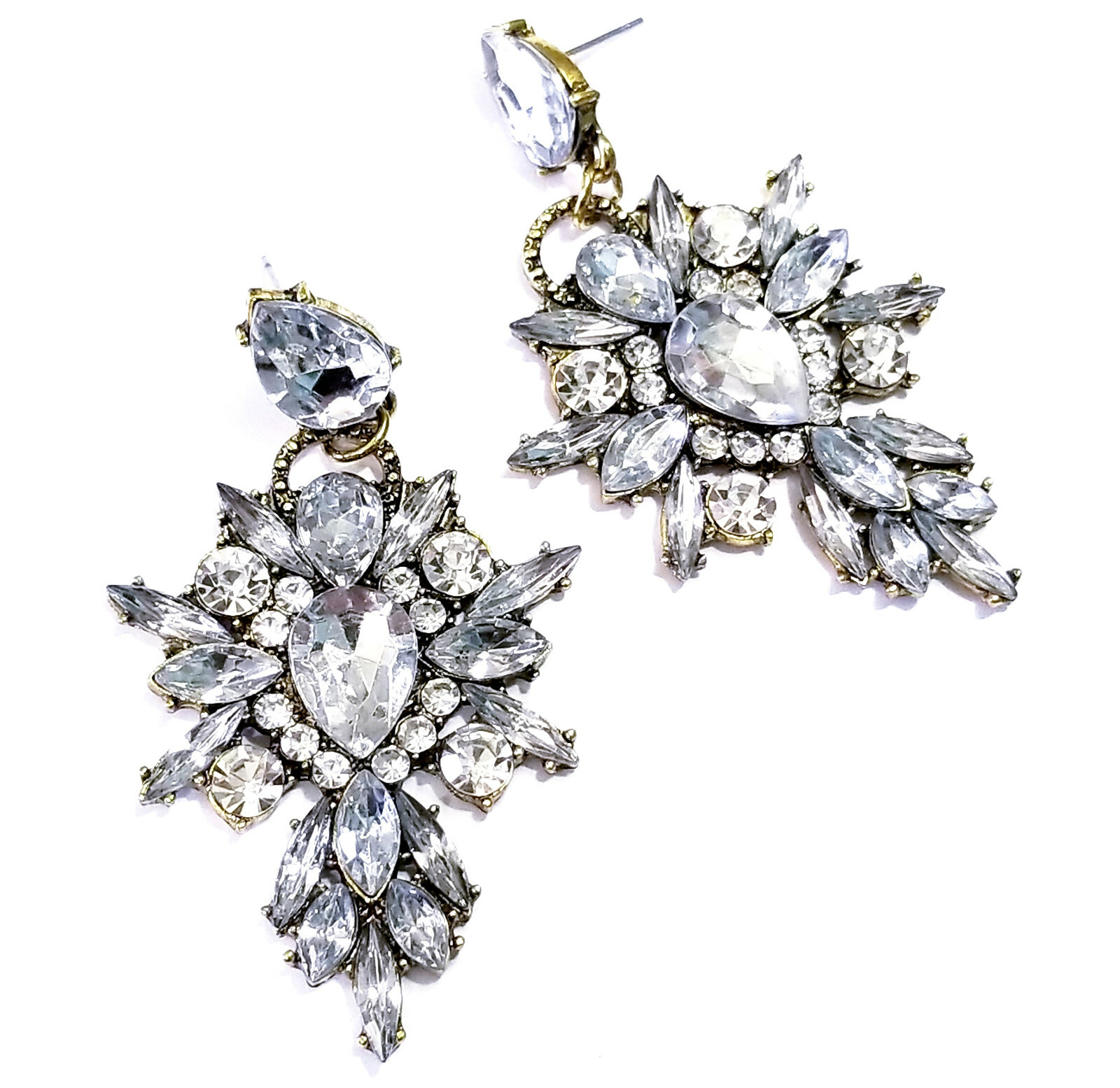 Chandelier Earrings Clear Rhinestone Crystal 2.8 in